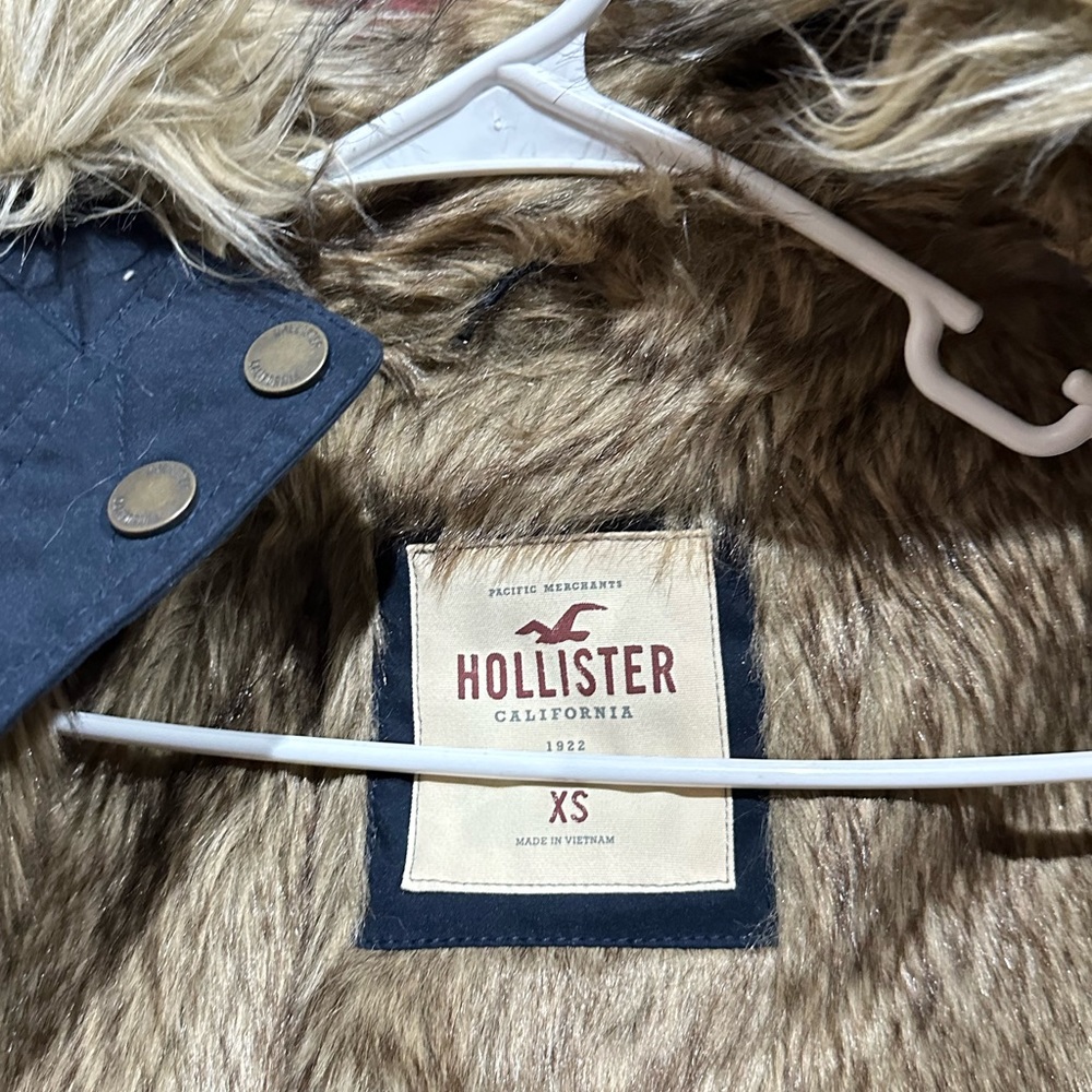 Hollister Heritage Sherpa Lined Parka Coat blue size XS - Picture 5 of 15